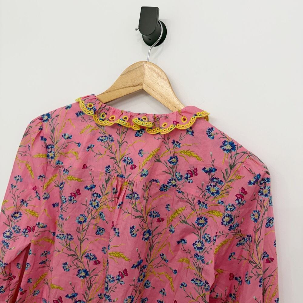 Women’s J. Crew Poplin Ruffle Blouse In Pink Liberty Size M?* - Picture 7 of 8